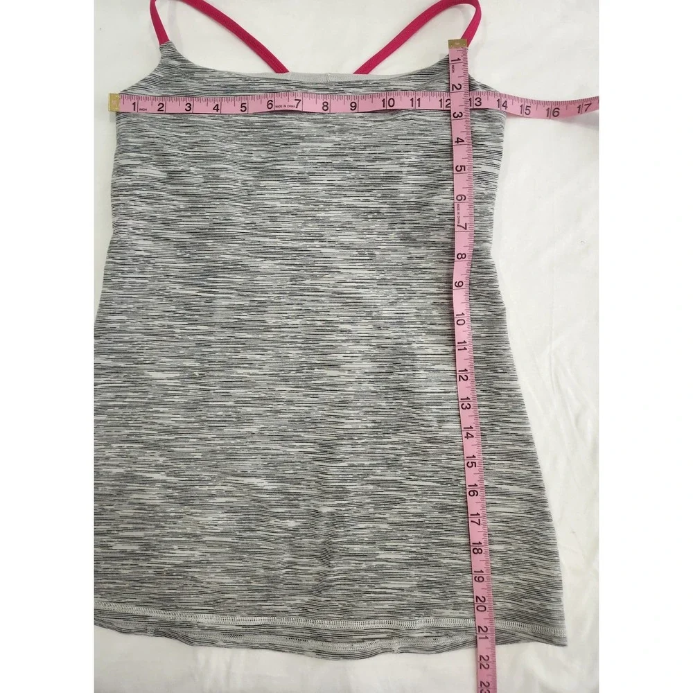 Lululemon‎ Dancing Warrior Tank Top Space Dye Grey Pink Strappy Back Size 8